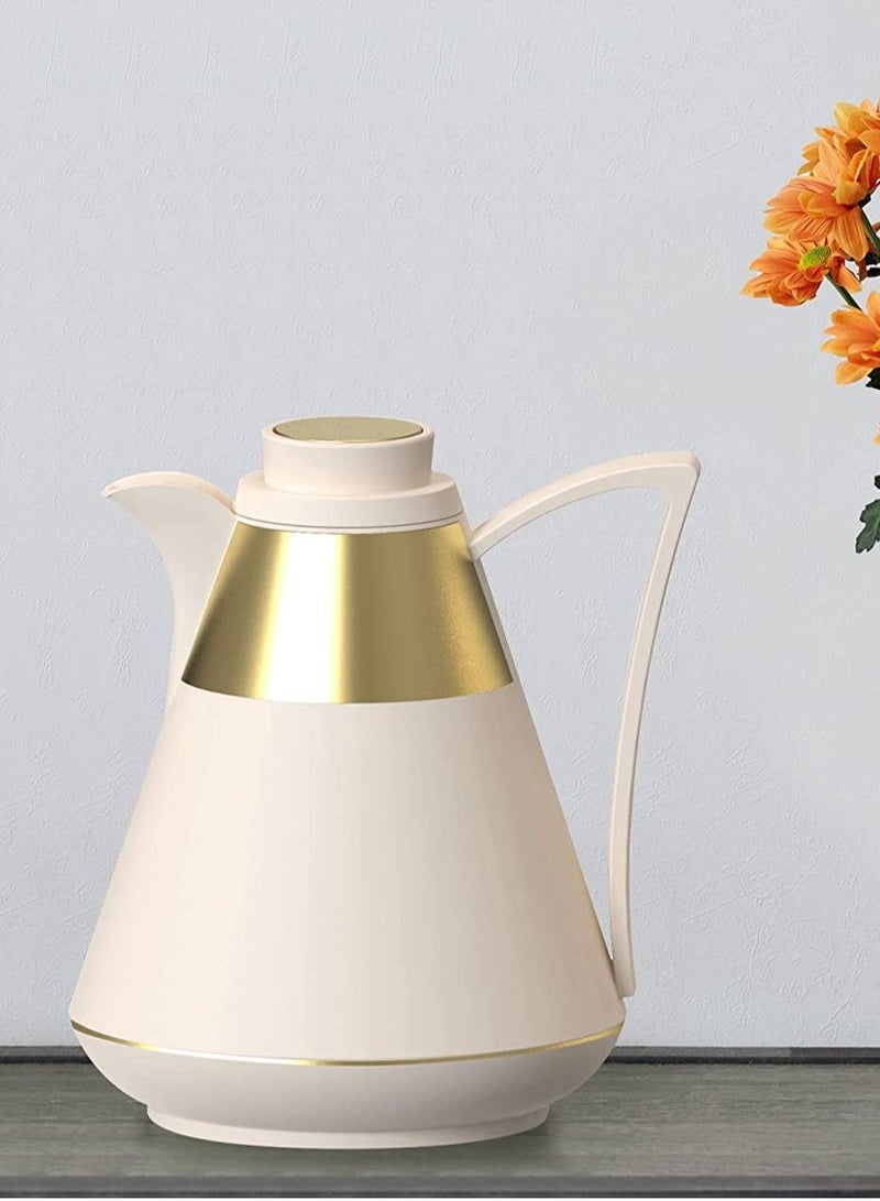 BLACKSTONE Vacuum Flask Coffee Carafe Leakproof Thermos keeps your Beverages Hot for long time Ivory 1.0 Ltr - Image 2