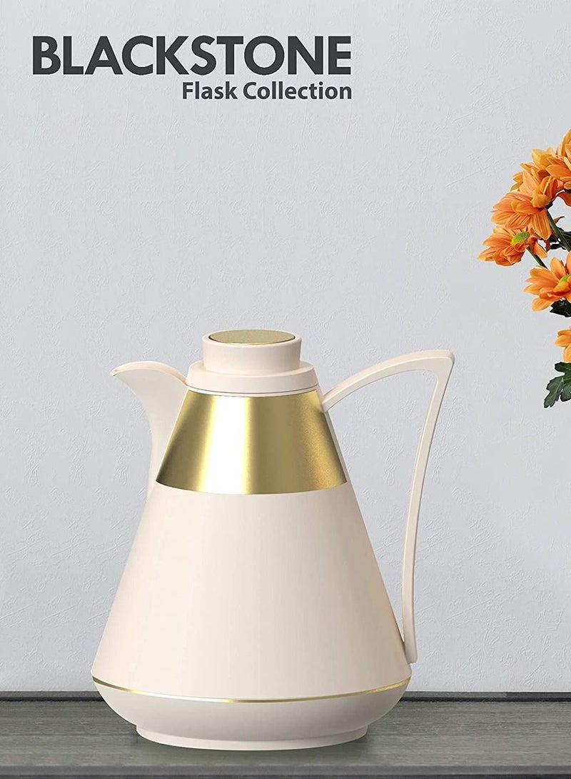 BLACKSTONE Vacuum Flask Coffee Carafe Leakproof Thermos keeps your Beverages Hot for long time Ivory 1.0 Ltr - Image 3