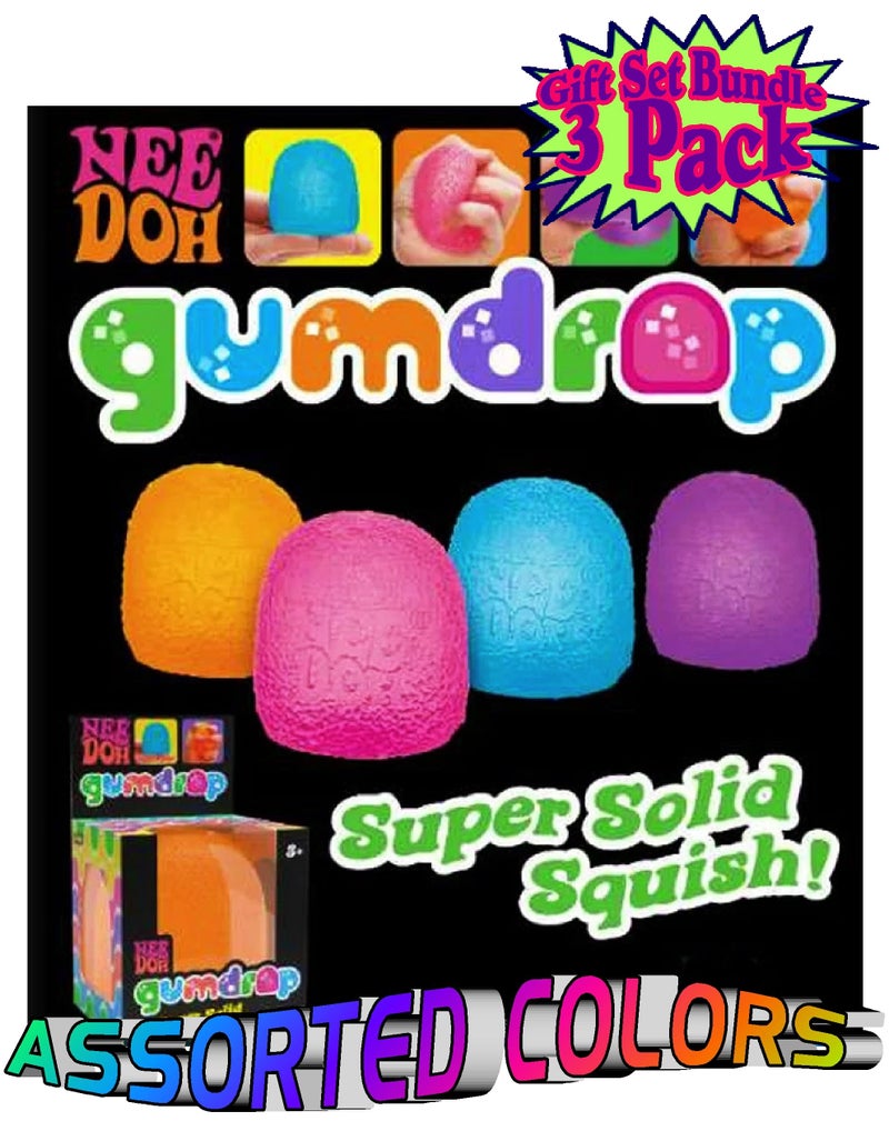 ماتي محطة الألعاب schylling Needoh gumdrop ... Groovy Glob! Squishy Squeezy ظهر الإجهاد الإجهاد المملوءة باقة مجموعة هدايا كاملة مع حقيبة التخزين - 3 حزمة (ألوان متنوعة) - Image 5