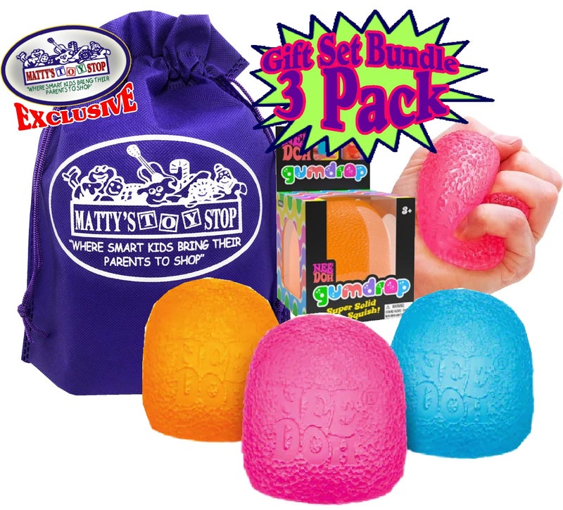 ماتي محطة الألعاب schylling Needoh gumdrop ... Groovy Glob! Squishy Squeezy ظهر الإجهاد الإجهاد المملوءة باقة مجموعة هدايا كاملة مع حقيبة التخزين - 3 حزمة (ألوان متنوعة) - Image 2
