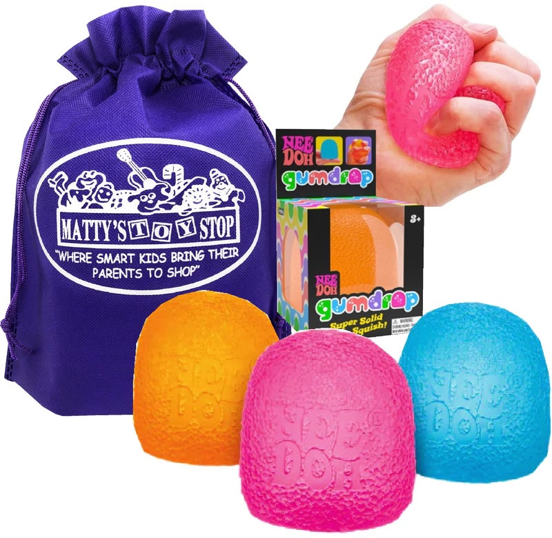 ماتي محطة الألعاب schylling Needoh gumdrop ... Groovy Glob! Squishy Squeezy ظهر الإجهاد الإجهاد المملوءة باقة مجموعة هدايا كاملة مع حقيبة التخزين - 3 حزمة (ألوان متنوعة) - Image 1