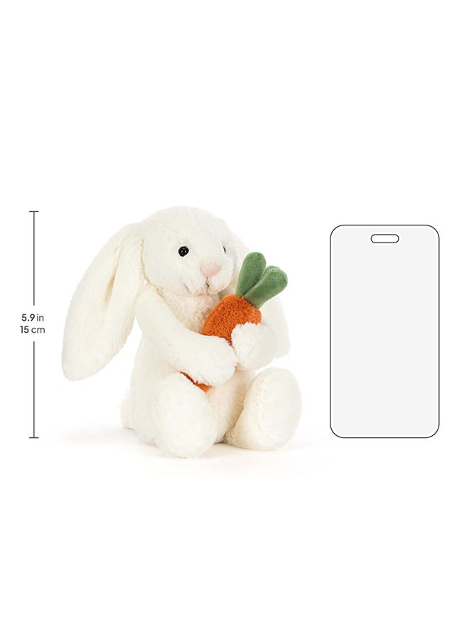 Jellycat أرنب الجزر الخجول 15 سم، أرنب قشدي ناعم يحمل جزر، لعبة هدية لطيفة للأطفال الرضع، الصغار والأطفال - Image 2