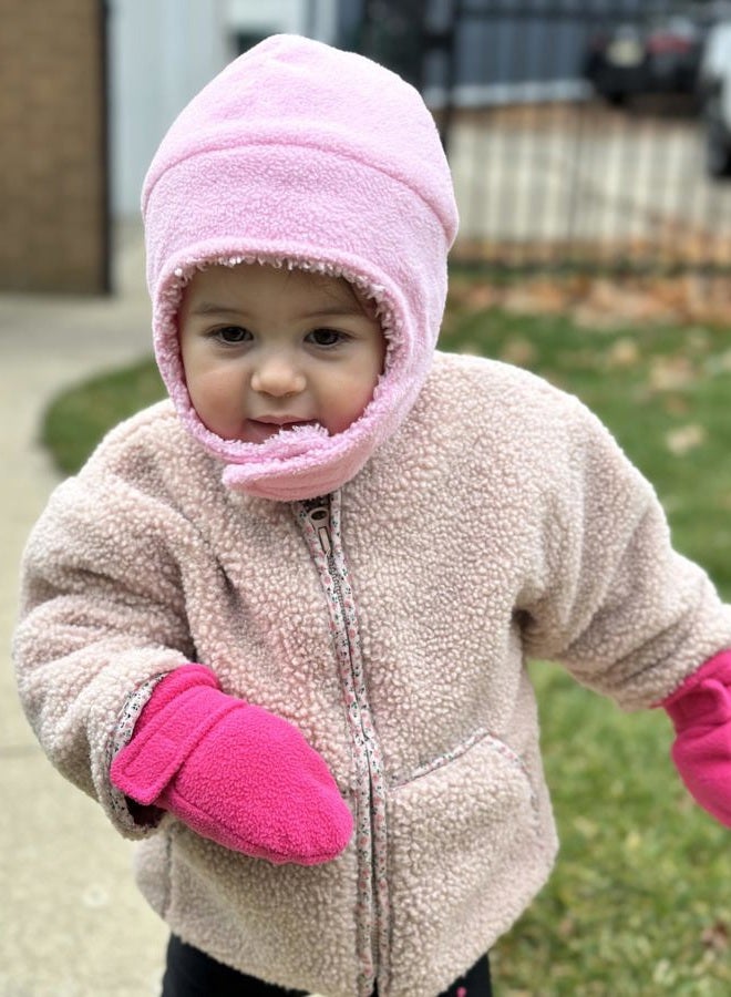N'Ice Caps Little Girls and Baby Sherpa Lined Warm Fleece Pilot Hat Mitten Set - Image 3