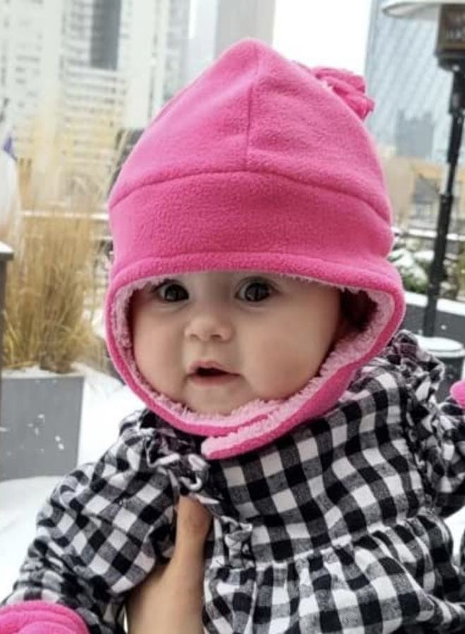 N'Ice Caps Little Girls and Baby Sherpa Lined Warm Fleece Pilot Hat Mitten Set - Image 4