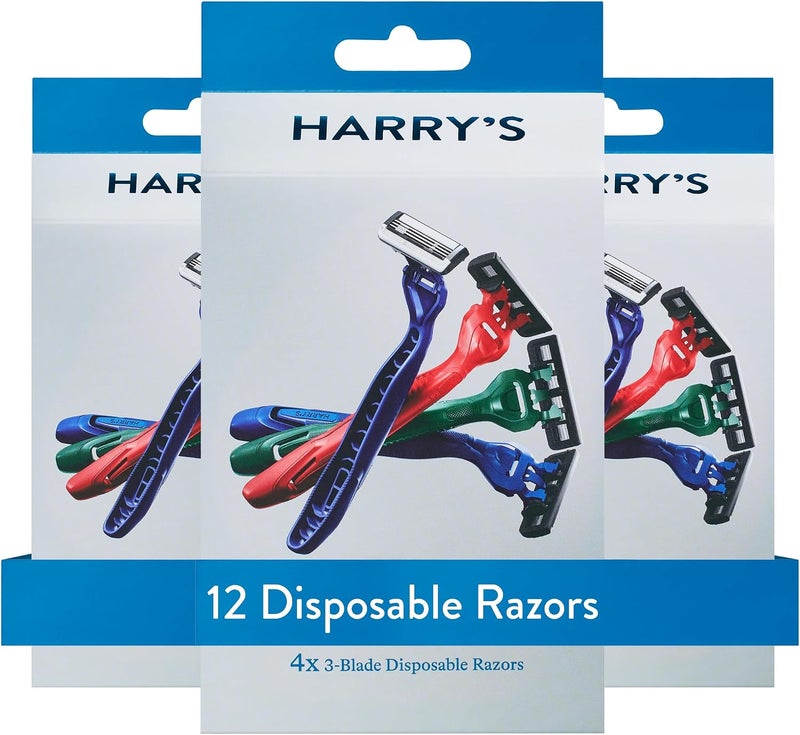 Harry's Disposable Razors for Men - 12 Count - 3-Blade Men's Razors - Image 1