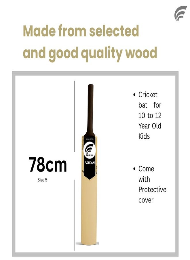 Frixan Populer Willow Wooden Cricket Bat with Cover for Boys & Girls | Lightweight Cricket Bat (Size 5, Age10-12 Years) - Image 5