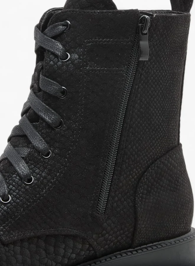 Celeste Women's Textured High Shaft Boots with Zip Closure