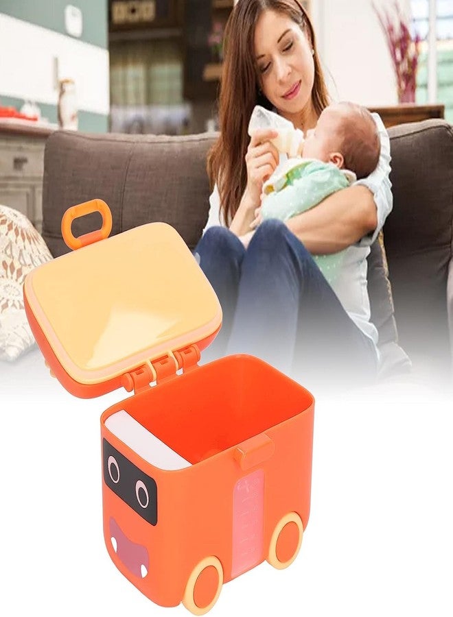 HOLLIO Baby Formula Dispenser, Portable Kids Milk Powder Dispenser Container with Carrying Handle and Scoop, Multi-Functional Meal Box with Wheel for Outdoor Travel Home(180 gm) (Orange) - Image 3