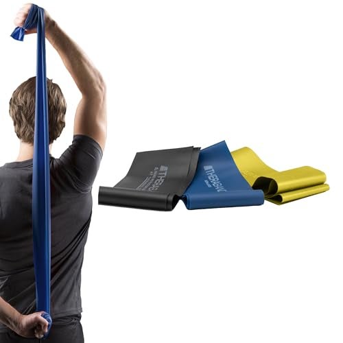 THERABAND Resistance Bands Set, Professional Elastic Band For Upper & Lower Body Exercise, Strength Training without Weights, Physical Therapy, & Pilates, Yellow & Blue & Black, Advanced - Image 1