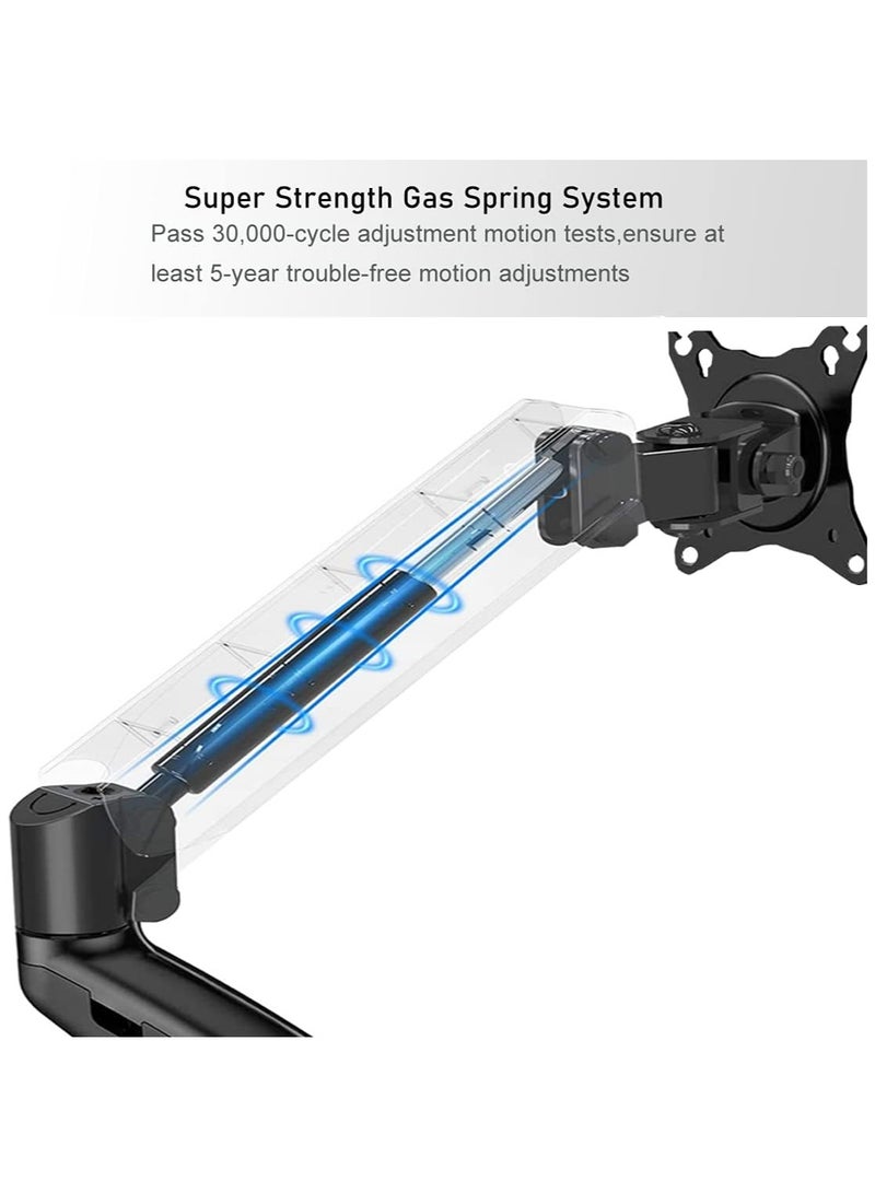 ذراع الشاشة، حامل شاشة دوار كامل الحركة مع زنبرك غاز، حامل شاشة قابل للتعديل لشاشات 17 بوصة - 30 بوصة، حامل شاشة الكمبيوتر F80 (شاشة واحدة)، أسود - Image 3