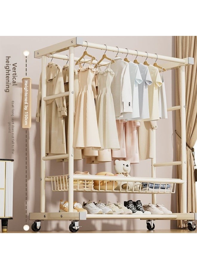 Thickened Double-Layer Coat Rack Floor Drying Rack Bedroom Household Removable Hanger Clothes And Shoes Storage Rack-Color:Modern And Simple Style-black_ Double Layer 80+ Wheels  - Image 5