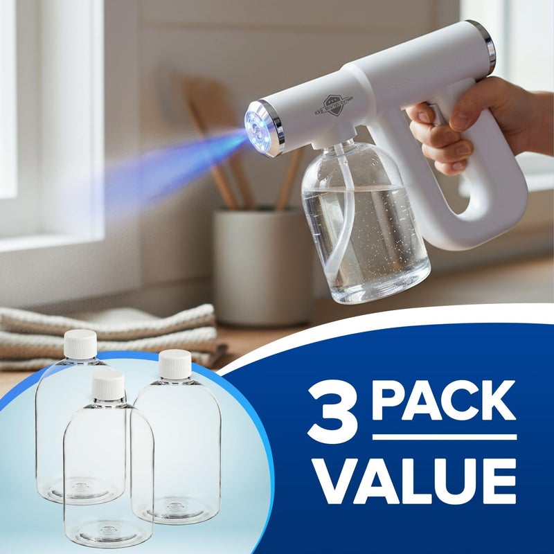 Goodscious Replacement Spray Bottles for Nano Spray Gun, Water Bottle Spray for Wireless Nano Mist Sprayer, Accessory Bottles for Hair Salon, Plants & Cleaning, Universal Fit Empty Refillable Containers (3 Pack) - Image 2