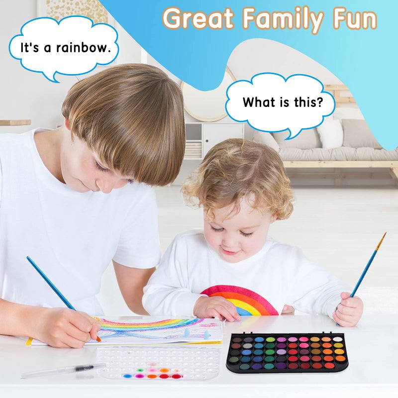 Blablaovy Watercolor Paint, 48 Colors Washable Watercolor Paint Set with a Brush a Refillable Water Brush Pen and Palette, Non-toxic Water Color Paints Sets for Kids Adults Artists Children Students Beginner - Image 4