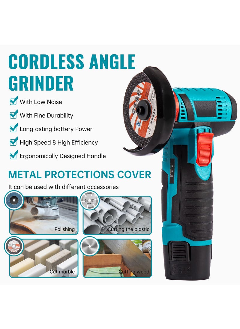 WAMIT Angle Grinder,Cordless Grinder,Grinding Wheel 3 inches/76 mm,19500rpm Power Tool,Grinder Tool,Handheld Cutter Comes with 2 batteries and Gloves、4 cutting discs  - Image 4