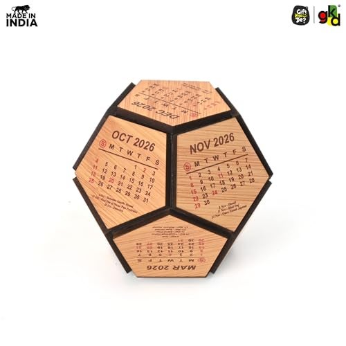 Gift Kya De GKD Pentagon Shape Wooden Paperweight with Mini 2026 Calendar – Paper Weight for Office Table Stylish PaperWeights, Decorative and Functional Office Accessories (Pentagon Calendar) - Image 5