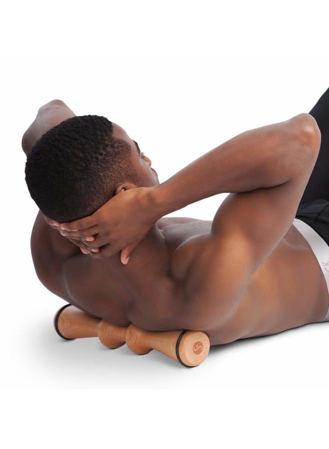 Body Back أسطوانة ظهر خشبية، ممدد ومحاذي العمود الفقري، أسطوانة ما، مكسر الظهر لتخفيف آلام الظهر واستعادة العضلات، مدلك ظهر يدوي، أداة تدليك علاجية خشبية (15 بوصة) - Image 2