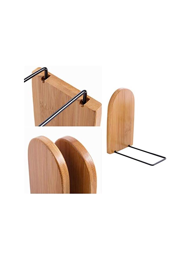 The Bros Bamboo Bookends File Organizer Bookshelf, 2 Pieces - Image 4