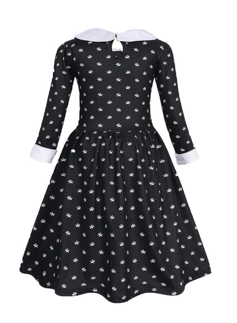 Excefore Cosplay Party Dress for Kids, Dress Matches Crossbody Bag, Black and white Polka Dot Dress, Suitable for Costume Parties and Stage Shows - Image 2