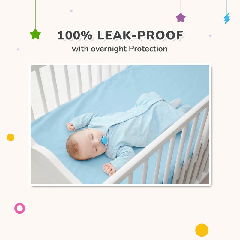 R for Rabbit Waterproof Quick Dry Sheet Bliss for Baby | Anti-Piling Fleece Breatheable Fabric Extra Absorbent Instant Dry Baby Bed/Cot Protector Mat (Size-S,Blue) - Image 5