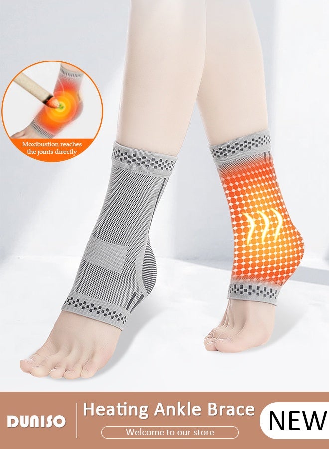 DUNISO دعامة كاحل 2 قطعة لتخفيف آلام وتر العرقوب، للرجال والنساء، دعم كاحل حراري لحماية الوتر والتهاب المفاصل، دعامة كاحل رياضية للجري، لف كاحل لتثبيت الأربطة الممزقة - Image 1