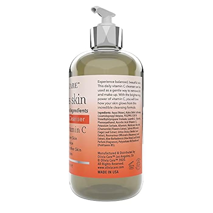 Olivia Care Vitamin C Daily Brightening Facial Cleanser - All Natural Moisturize, Hydrate, Cleanse - Brighten Age Spot, Tighter & Soothe Skin - Antioxidants - All Skin Type - 8 FL OZ - Image 2