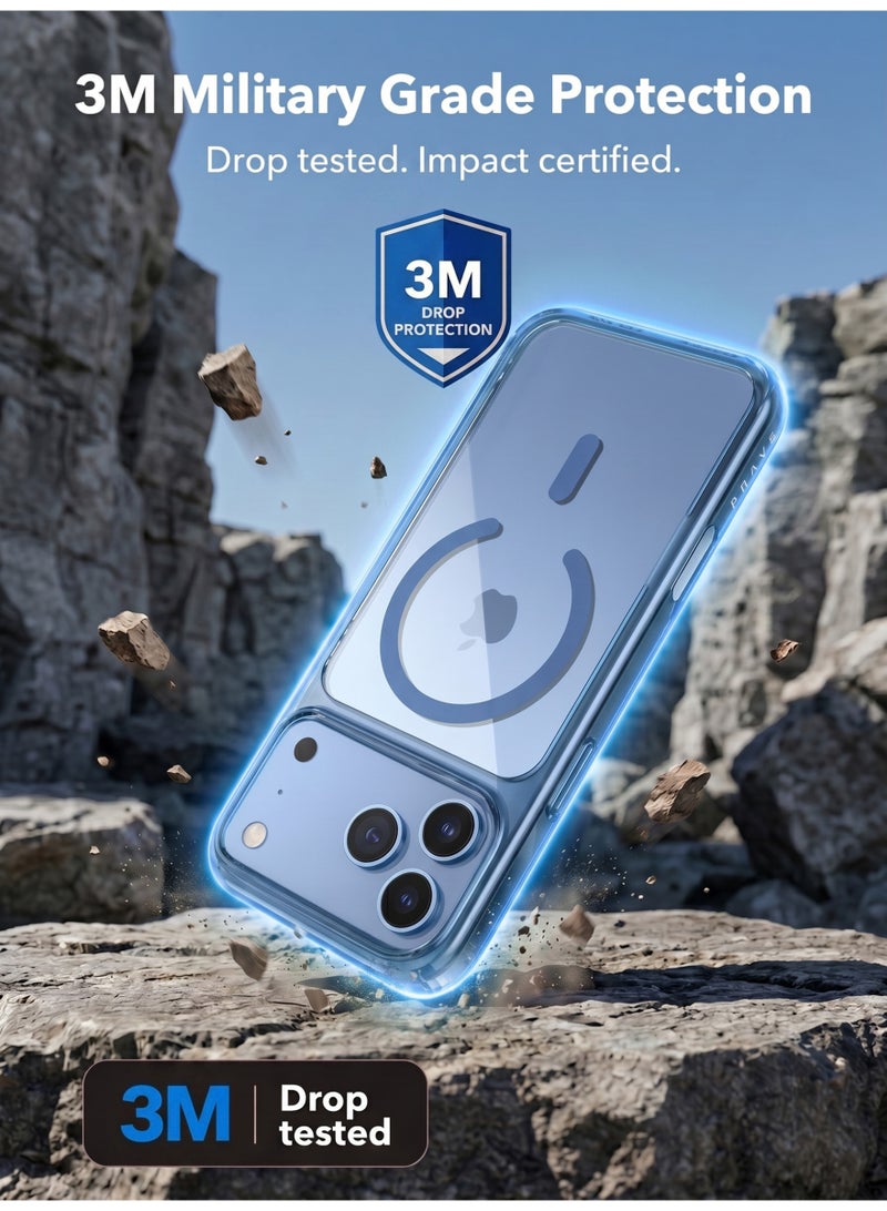 Brave iPhone 18 Pro Max Case MagSafe Compatible | Military Grade 15FT (3M) Drop Protection, Shockproof Full Coverage Protective Case | TPU Silicone & 4H Hardness Acrylic, Slim Clear Case, Anti-Yellowing, Scratch & Fingerprint Resistant | Raised Camera & Screen Protection, Wireless Charging Compatible | Clear Blue - Image 3