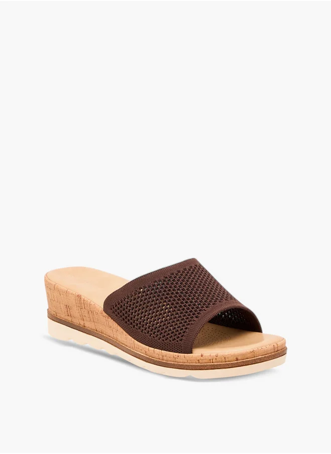 لو كونفورت Flyknit Textured Slip-On Sandals with Wedge Heels