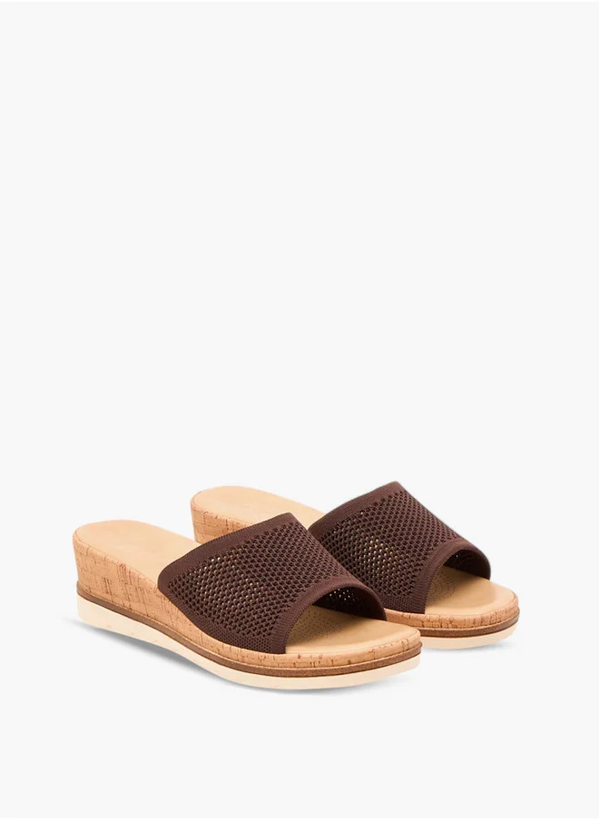 لو كونفورت Flyknit Textured Slip-On Sandals with Wedge Heels