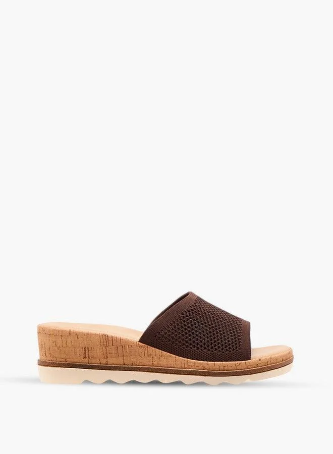 Le Confort Flyknit Textured Slip-On Sandals with Wedge Heels