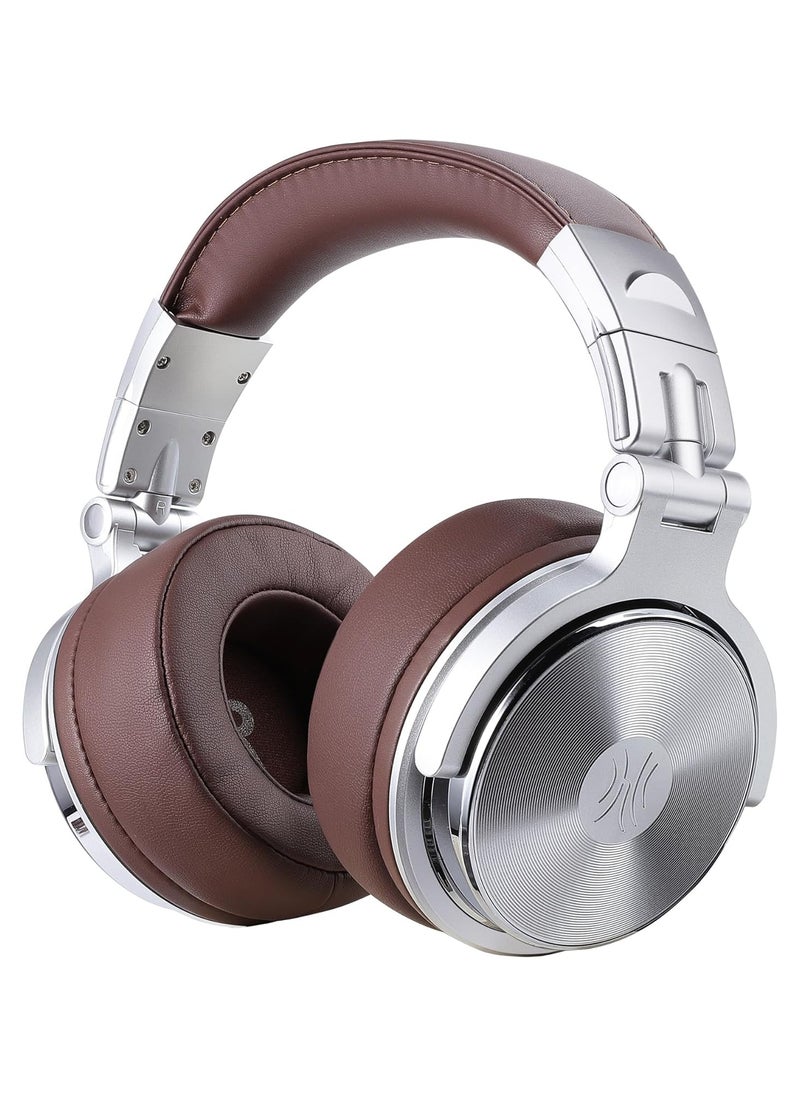 OneOdio OneOdio Studio Pro 30, Wired Premium Stereo Sound Headsets with 50mm Driver, Foldable Comfortable Headphones with Protein Earmuffs and Share port for Recording Monitoring Podcast PC (Silver Brown)  - Image 1