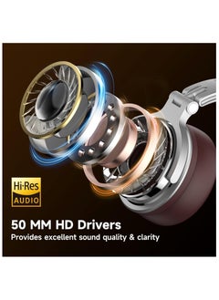 OneOdio OneOdio Studio Pro 30, Wired Premium Stereo Sound Headsets with 50mm Driver, Foldable Comfortable Headphones with Protein Earmuffs and Share port for Recording Monitoring Podcast PC (Silver Brown)  - Image 3