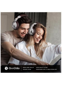 OneOdio OneOdio Studio Pro 30, Wired Premium Stereo Sound Headsets with 50mm Driver, Foldable Comfortable Headphones with Protein Earmuffs and Share port for Recording Monitoring Podcast PC (Silver Brown)  - Image 5