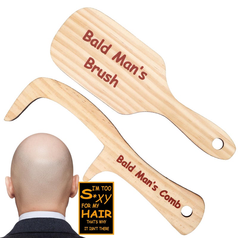 JULEASEL 2PCS Funny Bald Mans Comb Funny Gag Gift April Fools Day Prank Gift Hair Loss Comb for Bald Men Over The Hill Party Gift Birthday for Men - Image 2