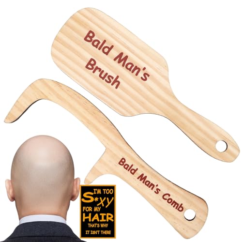 JULEASEL 2PCS Funny Bald Mans Comb Funny Gag Gift April Fools Day Prank Gift Hair Loss Comb for Bald Men Over The Hill Party Gift Birthday for Men - Image 1