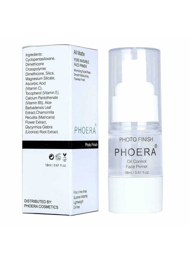 Phoera Face Primer Invisible Pores Base Oil Control Added vitamins Makeup Base Pore Filler Moisturiser Matte Finish Long Lasting Makeup Skin Pore Minimizer UK Cosmetics AquaPurity (18ml Primer) - Image 1