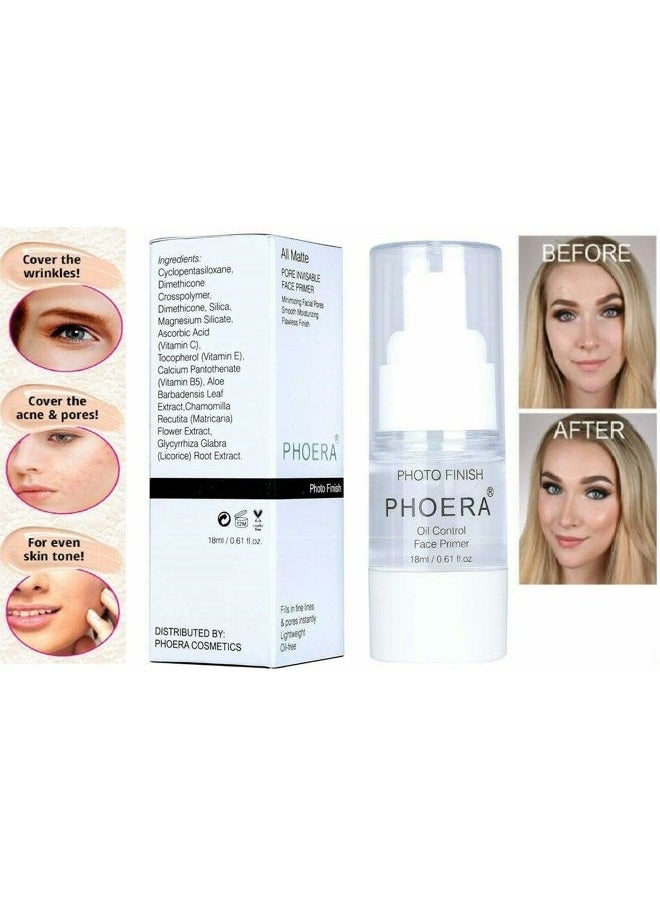 Phoera Face Primer Invisible Pores Base Oil Control Added vitamins Makeup Base Pore Filler Moisturiser Matte Finish Long Lasting Makeup Skin Pore Minimizer UK Cosmetics AquaPurity (18ml Primer) - Image 4