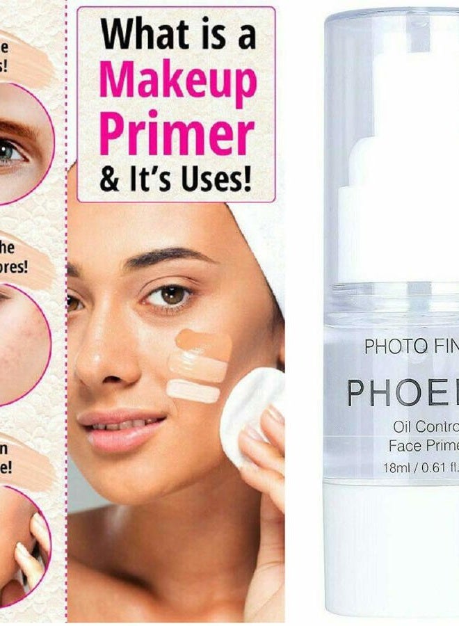 Phoera Face Primer Invisible Pores Base Oil Control Added vitamins Makeup Base Pore Filler Moisturiser Matte Finish Long Lasting Makeup Skin Pore Minimizer UK Cosmetics AquaPurity (18ml Primer) - Image 5
