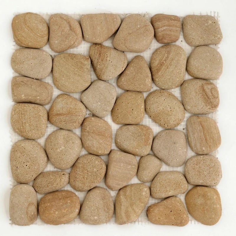 STONE STORIES بلاط موزاييك الحجر الرملي الذهبي من ستونستوريز لتكسية الجدران والأرضيات 30 سم × 30 سم - Image 1