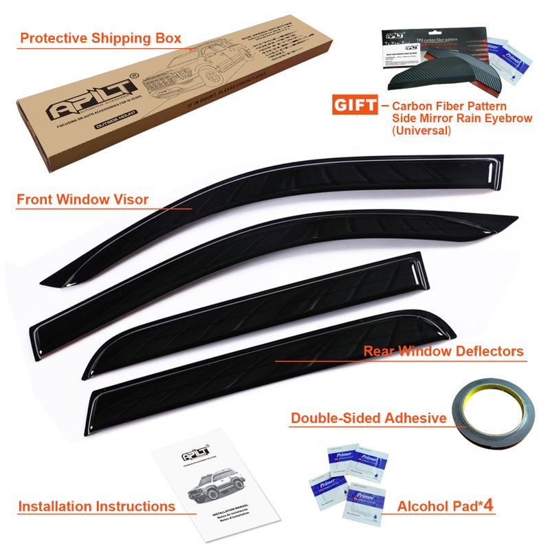 APILT Outside-Mount Rain Guards Window Visors for 2015-2026 Ford F-150 SuperCrew & 2017-2026 Raptor/F-250/F-350/F-450/F-550 Super Duty SuperCrew Wind Deflector Dark Smoke 4-Piece Set with Thicker - Image 5