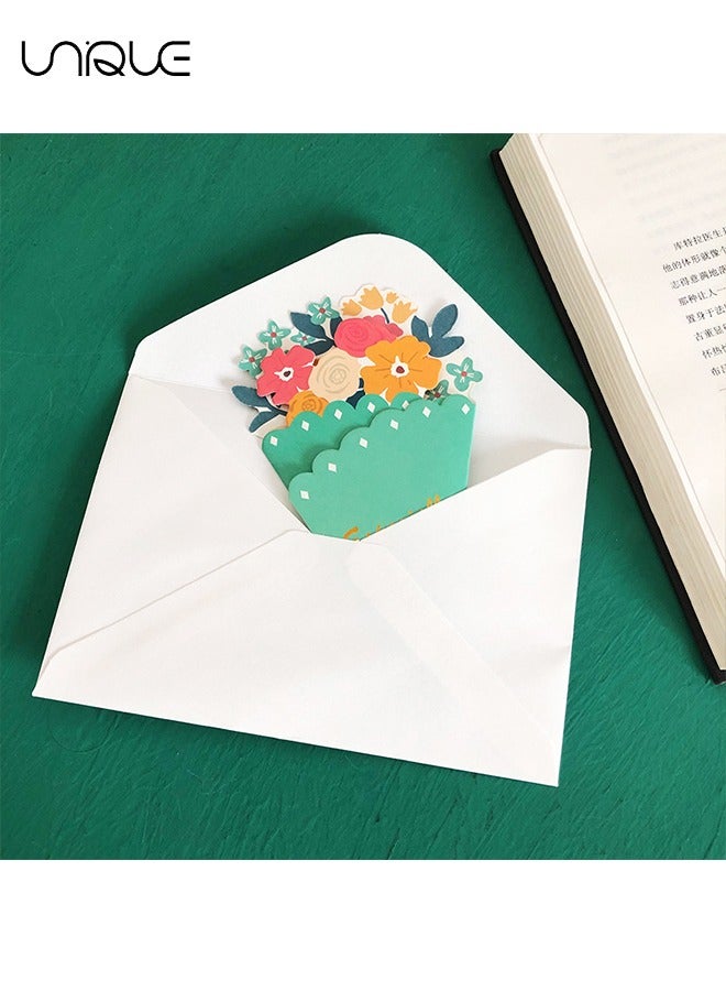 Unique 6 قطع من بطاقات عيد الميلاد، بطاقة دعوة مصنوعة يدويًا على شكل زهرة، للأطفال والكبار، بطاقة تهنئة مطوية، لحفلات الزفاف، وعيد الأم، والتخرج، وأعياد الميلاد - Image 4