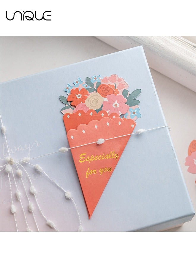 Unique 6 قطع من بطاقات عيد الميلاد، بطاقة دعوة مصنوعة يدويًا على شكل زهرة، للأطفال والكبار، بطاقة تهنئة مطوية، لحفلات الزفاف، وعيد الأم، والتخرج، وأعياد الميلاد - Image 5