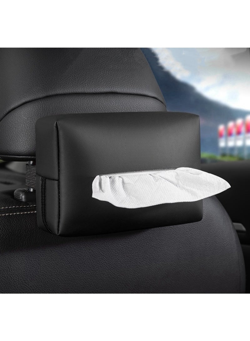 Car Tissue Box, Car Seat Backrest Tissue Bag, Car Tissue Holder, Car Interior Accessories, Black - Image 1