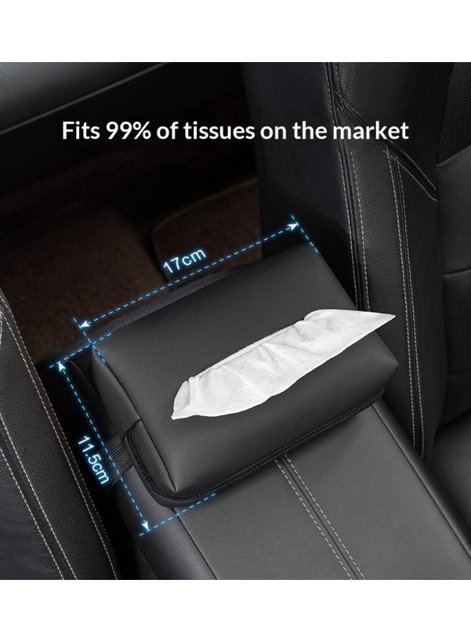 Car Tissue Box, Car Seat Backrest Tissue Bag, Car Tissue Holder, Car Interior Accessories, Black - Image 2