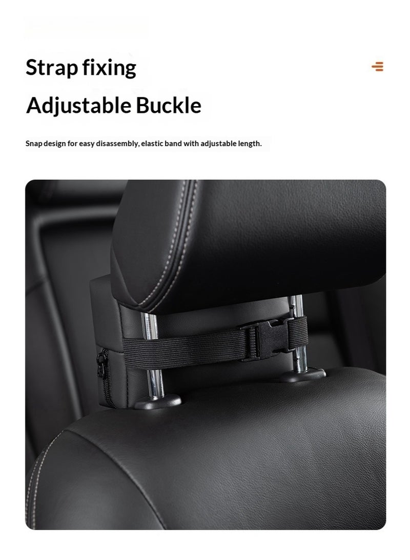 Car Tissue Box, Car Seat Backrest Tissue Bag, Car Tissue Holder, Car Interior Accessories, Black - Image 4