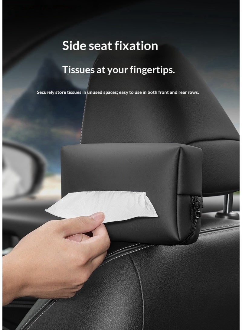 Car Tissue Box, Car Seat Backrest Tissue Bag, Car Tissue Holder, Car Interior Accessories, Black - Image 5