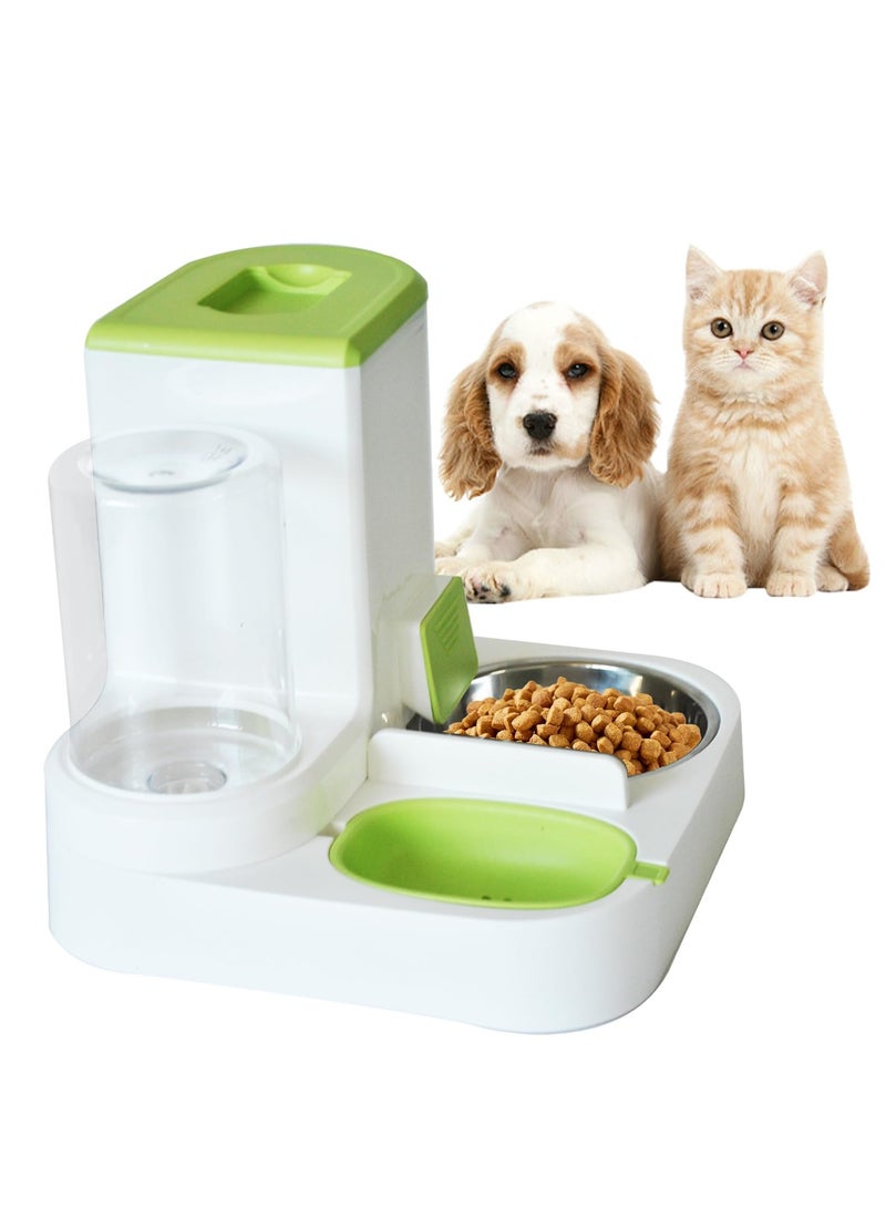 مجموعة موزع طعام وماء أوتوماتيكي للقطط 2 في 1، وحدة تغذية الحيوانات الأليفة المتكاملة بالجاذبية مع وعاء طعام قطط من الفولاذ المقاوم للصدأ، وحدة تغذية وموزع مياه تلقائي للسفر للقطط الصغيرة والمتوسطة والكلاب - Image 1
