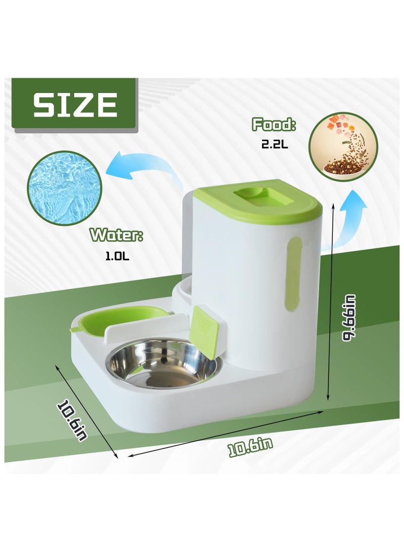 مجموعة موزع طعام وماء أوتوماتيكي للقطط 2 في 1، وحدة تغذية الحيوانات الأليفة المتكاملة بالجاذبية مع وعاء طعام قطط من الفولاذ المقاوم للصدأ، وحدة تغذية وموزع مياه تلقائي للسفر للقطط الصغيرة والمتوسطة والكلاب - Image 2