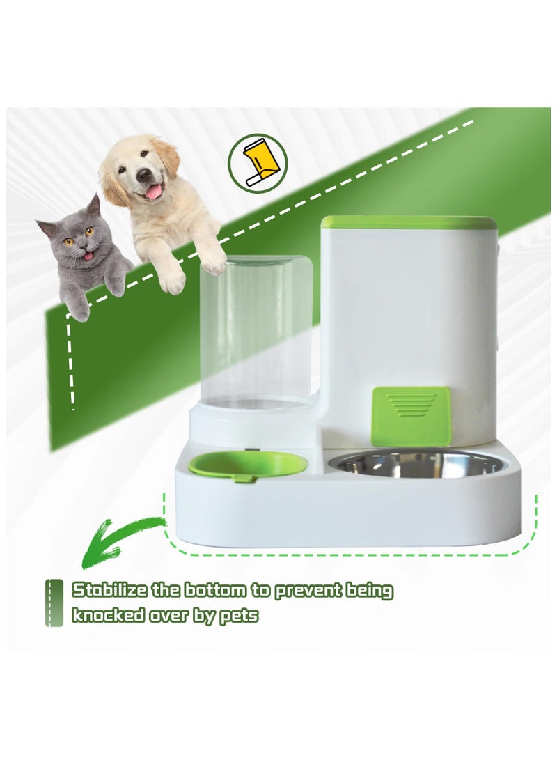 مجموعة موزع طعام وماء أوتوماتيكي للقطط 2 في 1، وحدة تغذية الحيوانات الأليفة المتكاملة بالجاذبية مع وعاء طعام قطط من الفولاذ المقاوم للصدأ، وحدة تغذية وموزع مياه تلقائي للسفر للقطط الصغيرة والمتوسطة والكلاب - Image 3