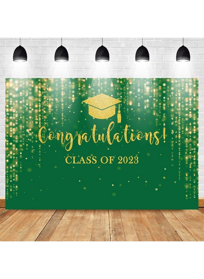 Mocsicka Class Of 2023 Backdrop Green Gold Glitter Bokeh Graduation Party Background 2023 Congrats Grad Prom Party Cake Table Decoration Photo Booth Props (8X6Ft)  - Image 4