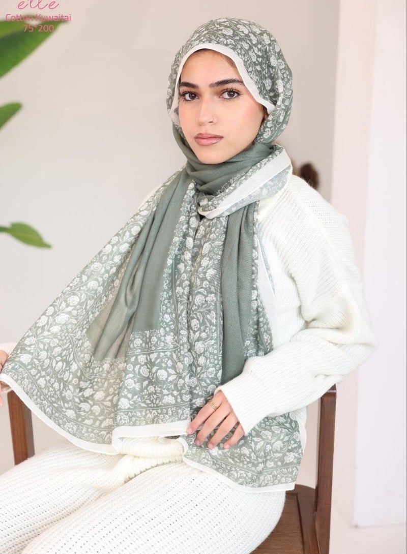 ELLE Luxury Veil Cotton Islamic Hijab for Women for Occasions and Regular Days - Size (200cm x 75cm) - Image 1
